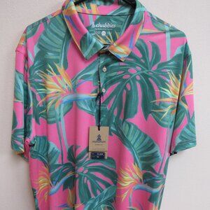 NWT Chubbie Birds of Paradise Hawaiian Style S/S Golf Polo Shirt 2XL